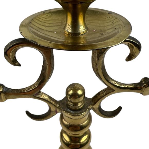 Vintage Solid Brass 3-Arm Candelabra Made in Japan Hollywood Regency - Picture 7 of 10